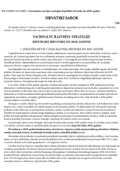 Nacionalna razvojna strategija Republike Hrvatske do 2030. godine